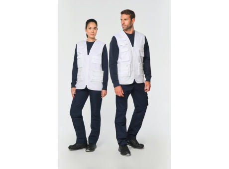 Chaleco polialgodón multibolsillos con forro  - Unisex