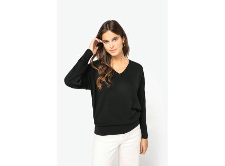 Jersey ecorresponsable cuello de pico de lyocell mujer 