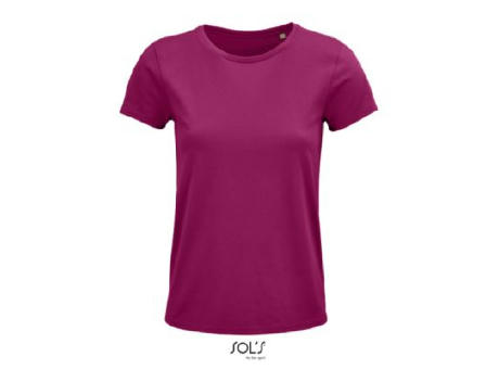 CAMISETA MUJER AJUSTADA DE PUNTO LISO Y CUELLO REDONDO