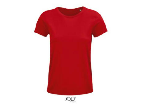 CAMISETA MUJER AJUSTADA DE PUNTO LISO Y CUELLO REDONDO