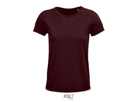 CAMISETA MUJER AJUSTADA DE PUNTO LISO Y CUELLO REDONDO