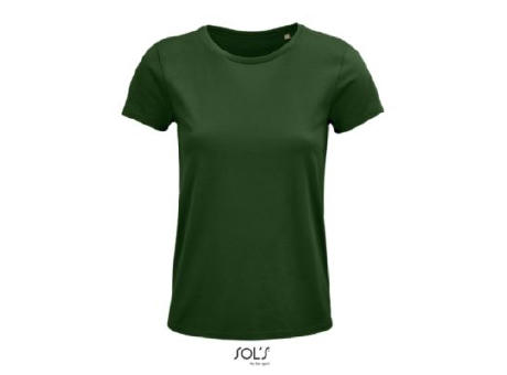CAMISETA MUJER AJUSTADA DE PUNTO LISO Y CUELLO REDONDO