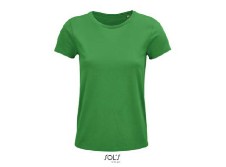 CAMISETA MUJER AJUSTADA DE PUNTO LISO Y CUELLO REDONDO