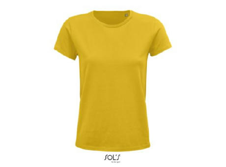 CAMISETA MUJER AJUSTADA DE PUNTO LISO Y CUELLO REDONDO