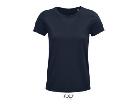 CAMISETA MUJER AJUSTADA DE PUNTO LISO Y CUELLO REDONDO
