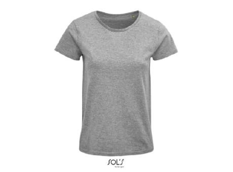CAMISETA MUJER AJUSTADA DE PUNTO LISO Y CUELLO REDONDO