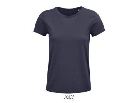 CAMISETA MUJER AJUSTADA DE PUNTO LISO Y CUELLO REDONDO