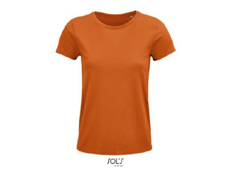 CAMISETA MUJER AJUSTADA DE PUNTO LISO Y CUELLO REDONDO