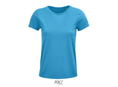CAMISETA MUJER AJUSTADA DE PUNTO LISO Y CUELLO REDONDO