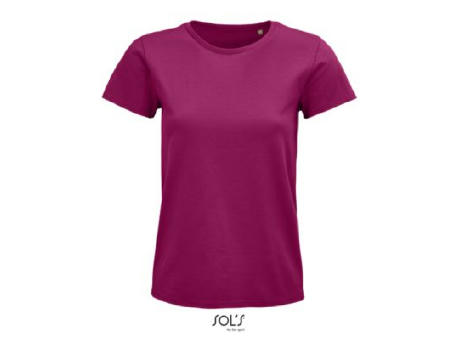 CAMISETA MUJER AJUSTADA DE PUNTO LISO Y CUELLO REDONDO