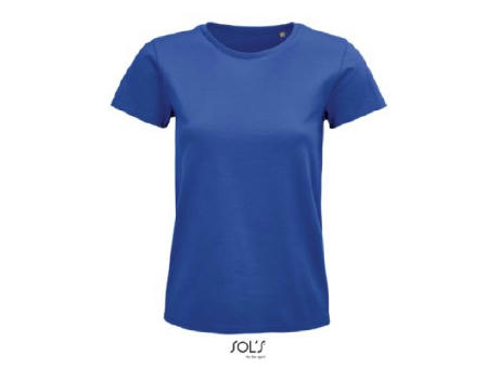 CAMISETA MUJER AJUSTADA DE PUNTO LISO Y CUELLO REDONDO
