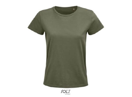 CAMISETA MUJER AJUSTADA DE PUNTO LISO Y CUELLO REDONDO
