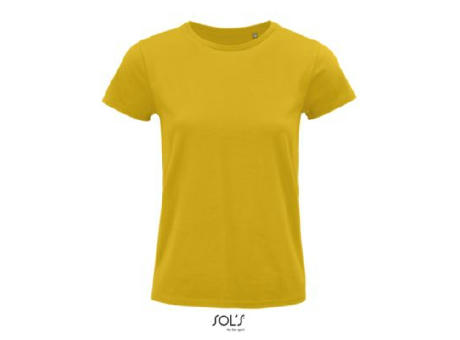 CAMISETA MUJER AJUSTADA DE PUNTO LISO Y CUELLO REDONDO