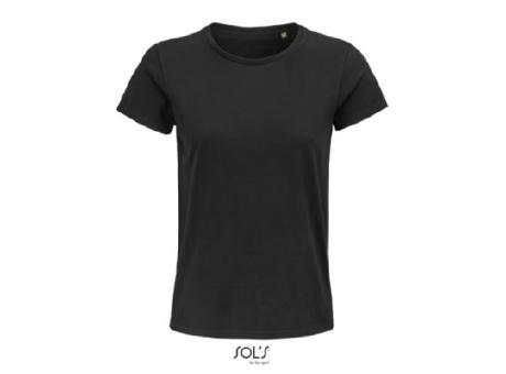 CAMISETA MUJER AJUSTADA DE PUNTO LISO Y CUELLO REDONDO