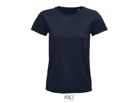 CAMISETA MUJER AJUSTADA DE PUNTO LISO Y CUELLO REDONDO
