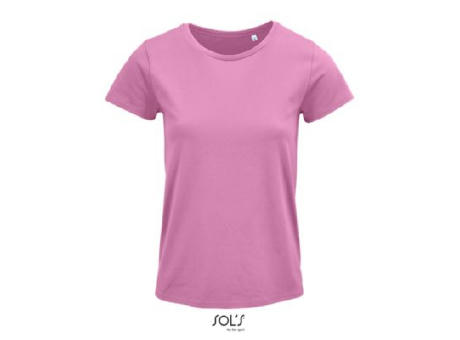 CAMISETA MUJER AJUSTADA DE PUNTO LISO Y CUELLO REDONDO