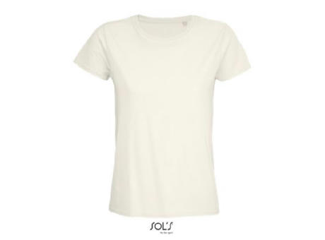 CAMISETA MUJER AJUSTADA DE PUNTO LISO Y CUELLO REDONDO