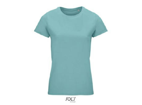 CAMISETA MUJER AJUSTADA DE PUNTO LISO Y CUELLO REDONDO