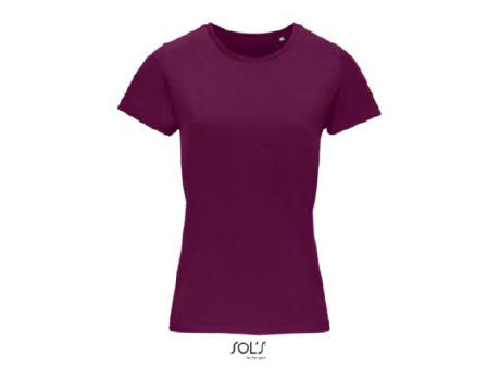 CAMISETA MUJER AJUSTADA DE PUNTO LISO Y CUELLO REDONDO