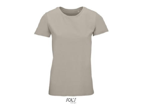 CAMISETA MUJER AJUSTADA DE PUNTO LISO Y CUELLO REDONDO