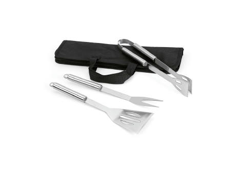 SOARES. Set de barbacoa que incluye 3 piezas en acero inoxidable