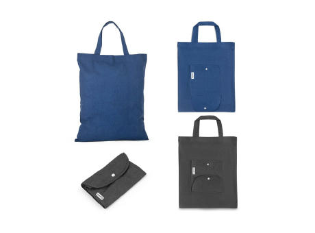SIENA. Bolsa plegable de algodón (50%), algodón reciclado (30%) y poliéster (20% rPET) (140 g/m²)