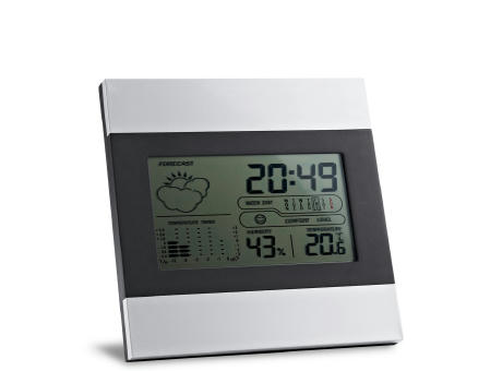 DENE. Estación meteorológica de sobremesa con pantalla LCD de aluminio y ABS