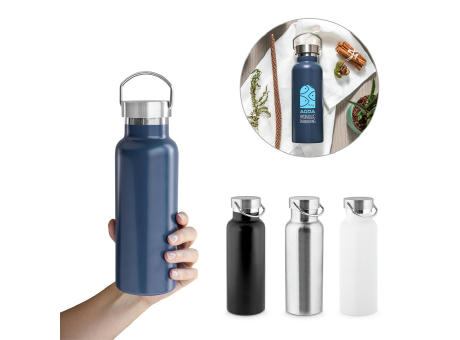 DUPLANTIS. Botella de acero inoxidable (36% reciclado) con aislamiento al vacío de 810 mL