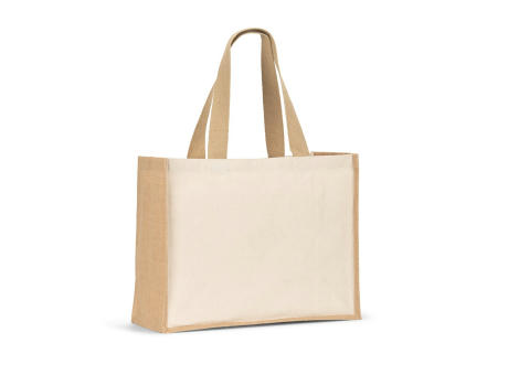 HELSINQUE. Bolsa de lona (320 g/m²), con fondo y laterales en yute laminado (350 g/m²) en tonos naturales