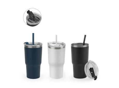 JOYNER M. Vaso de viaje compacto de acero inoxidable (91 % reciclado) con aislamiento al vacío de doble pared y acabado mate de 600 ml