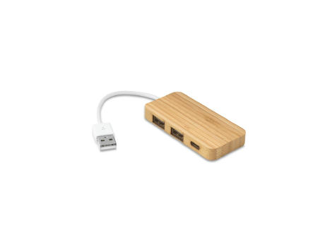 MOSER. HUB con 2 puertos USB-A y 1 USB-C, fabricados en bambú