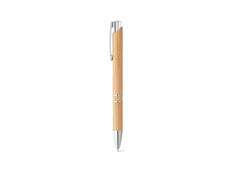 BETA BAMBOO. Bolígrafo de bambú con clip, detalles metálicos