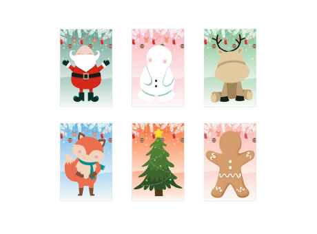 GLIMN. Set compuesto por seis láminas con figuras navideñas y tres láminas de pegatinas