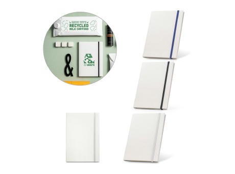MILKY. Libreta A5 con tapa rígida en papel 100 % reciclado