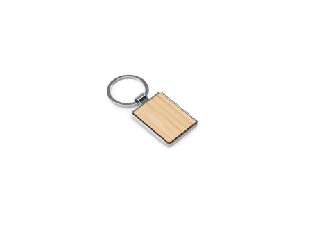GASTON RECTANGULAR. Llavero rectangular de hierro de zinc y bambú