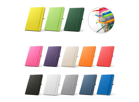 ANNE. Cuaderno A5 en poliéster reciclado (100% rPET) con páginas a rayas