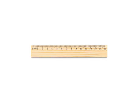 WESLEY 15. Regla de madera de pino con escala de 15 cm