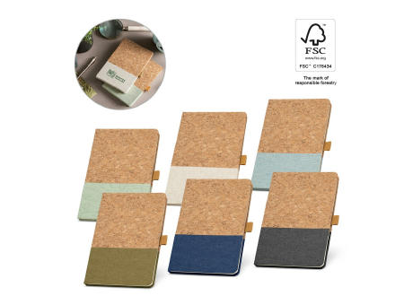 KLEE. Cuaderno A5 de corcho y lino con hojas rayadas