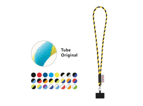 GOSPORT. SET Lanyard TUBE Long (Ø 7 mm) con mosquetón de gatillo de 9 mm y soporte para teléfono móvil
