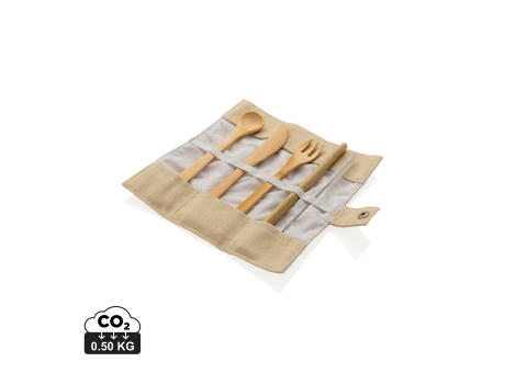 Juego de cubiertos reutilizables de bambú