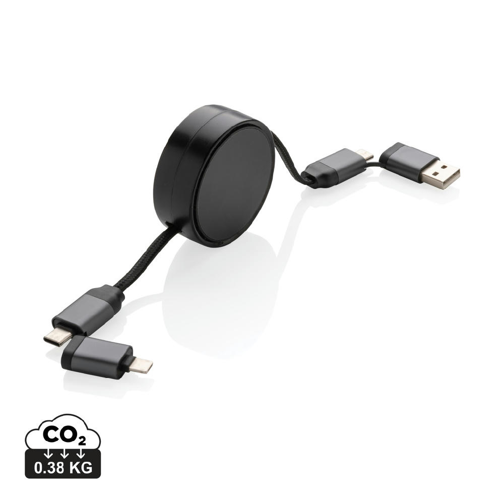 Cable retráctil 60W aluminio reciclado 6 en 1 Terra RCS