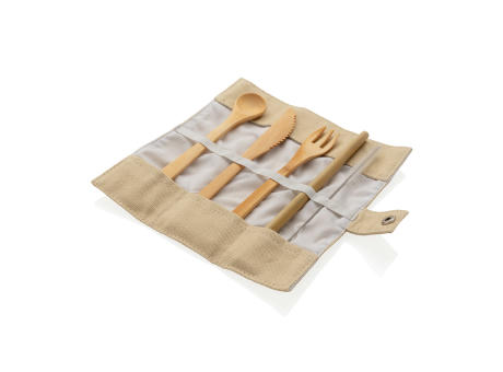 Juego de cubiertos reutilizables de bambú