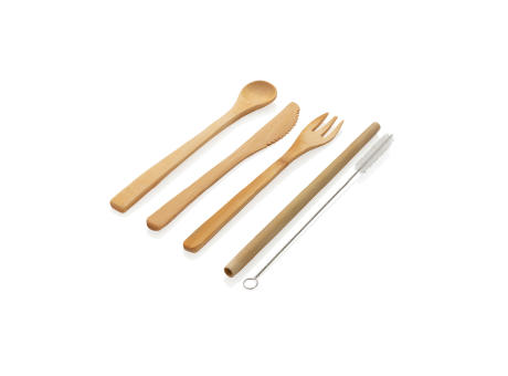 Juego de cubiertos reutilizables de bambú