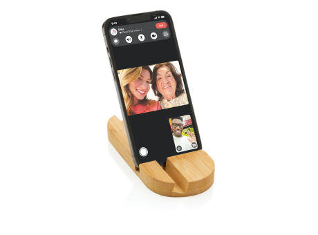 Soporte de bambú para tablet y teléfono