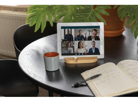Soporte de bambú para tablet y teléfono