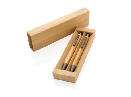 Bolígrafo moderno de bambú en caja