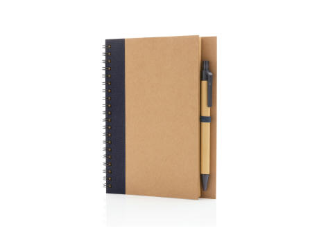 Cuaderno de espiral kraft con bolígrafo