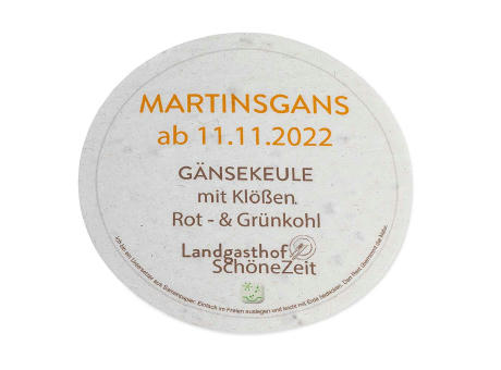 Samenpapier Bierdeckel - rund, Druck 4/0-C