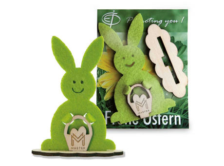 Steckfigur Hase in Werbekarte - Hase mit Lasergravur