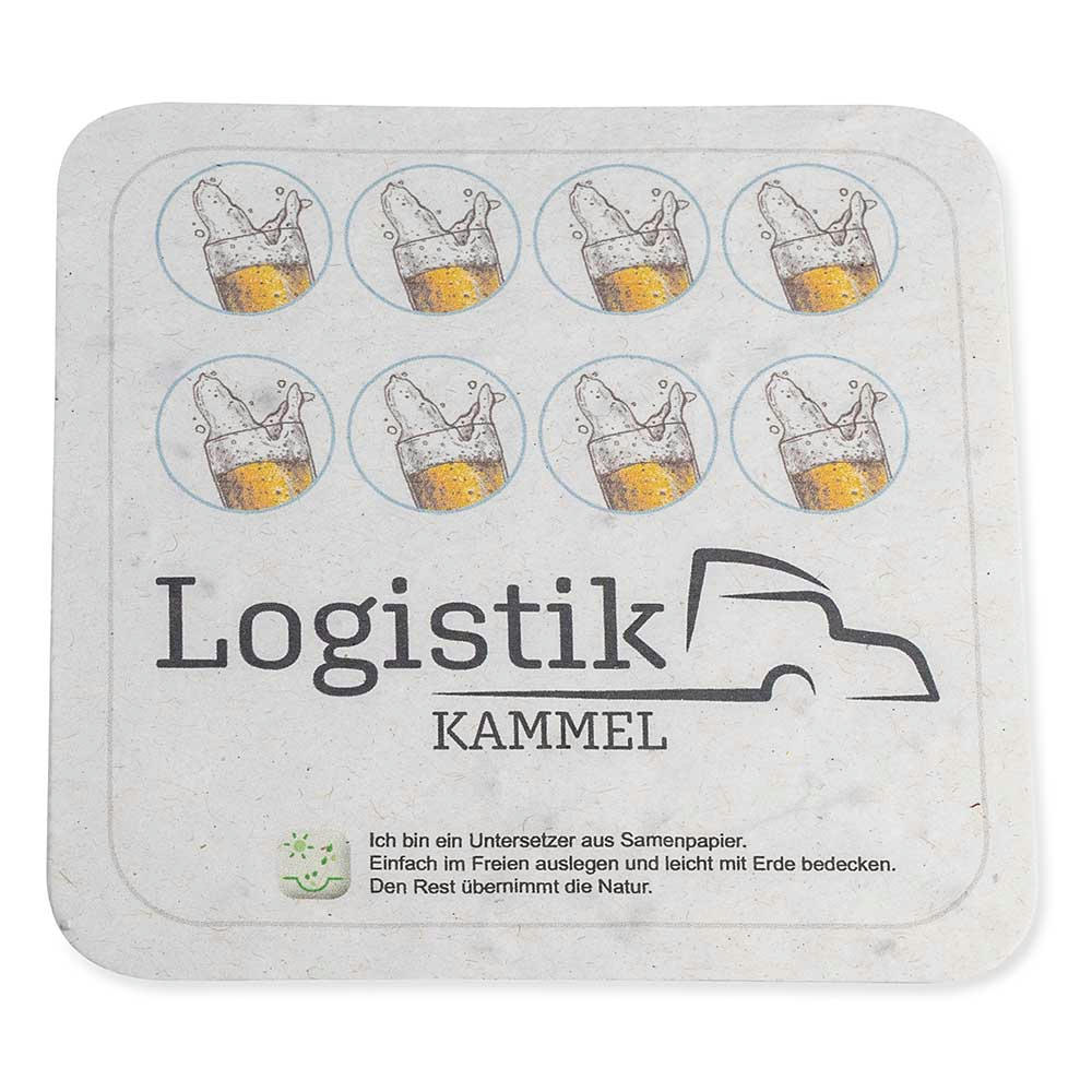 Samenpapier Bierdeckel - eckig, Druck 4/0-c